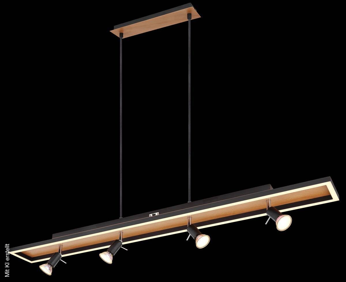 GLOBO Pendelleuchte 57034-4H Ida schwarz Opal Metall Kunststoff B/H/T: ca. 116x120x12 cm null 5 Brennstellen