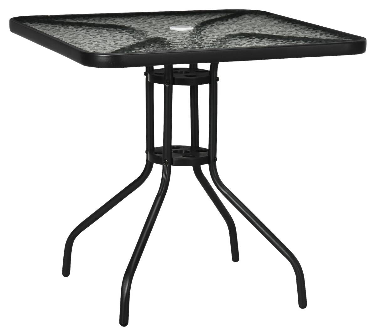 Outsunny Gartentisch schwarz Glas B/H/L: ca. 76x72x76 cm