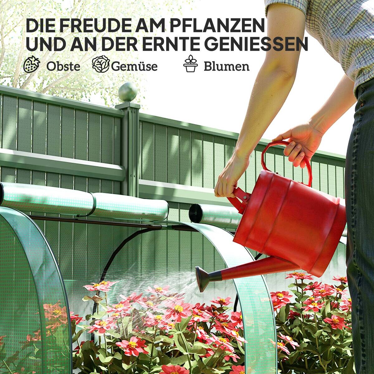 Outsunny Gewächshaus B/H/T/L: ca. 100x80x100x395 cm grün