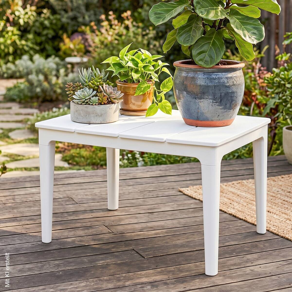 Outsunny Balkontisch weiß Kunststoff B/H/L: ca. 53x39x70 cm