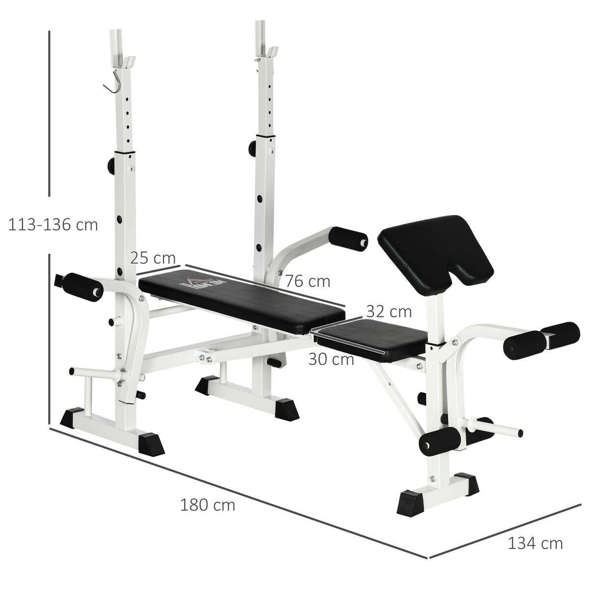 HOMCOM Hantelbank weiß Stahl B/H/L: ca. 134x136x180 cm