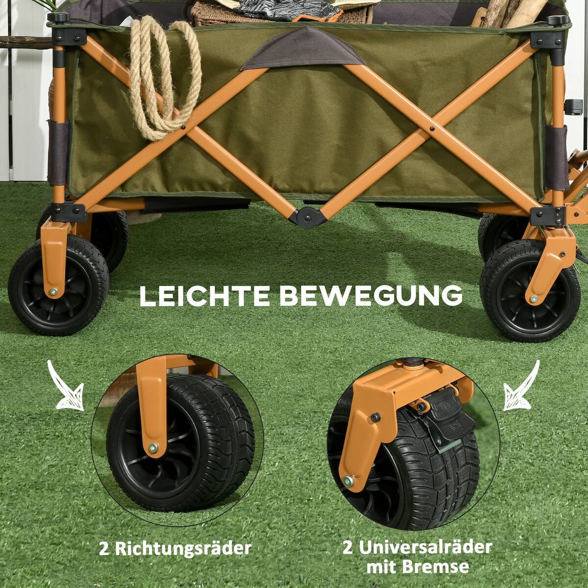 Outsunny Bollerwagen grün B/H/L: ca. 55x93x108 cm