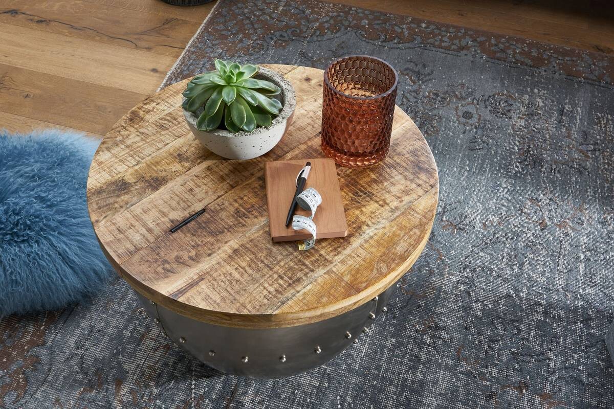 Wohnling Couchtisch silber braun B/H/T: ca. 60x43x60 cm