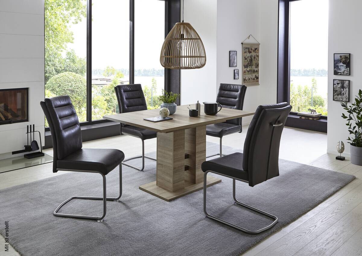 Essgruppe Paula III Eiche anthrazit Microfaser B/H/T: ca. 220x76x90 cm