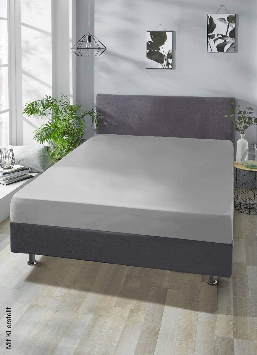 Boxspring Spannbetttuch silber Baumwolle B/L: ca. 140x200 cm