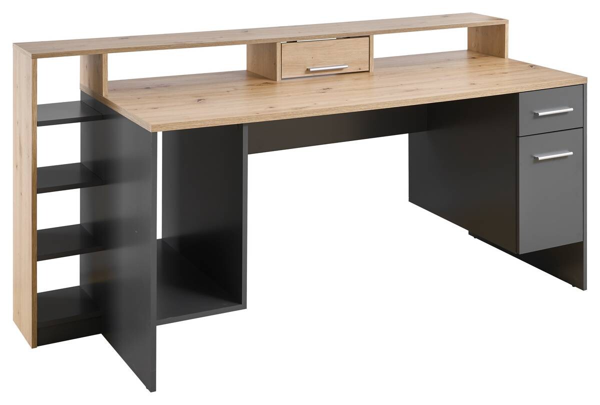 Schreibtisch Highscore grau Eiche Artisan Nachbildung B/H/T: ca. 182x92x70 cm