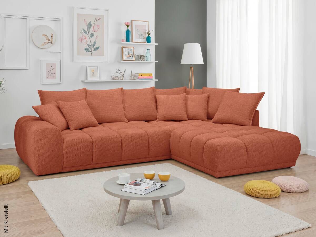 Ecksofa rostfarbig Microfaser B/H/T: ca. 312x97x229 cm