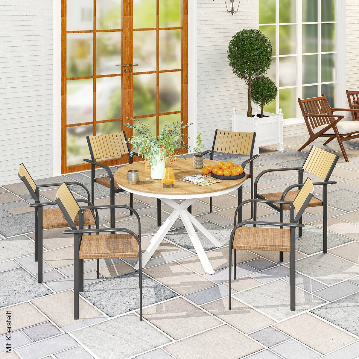 Outsunny Gartentisch taupe Aluminium B/H/L: ca. 118x74x118 cm