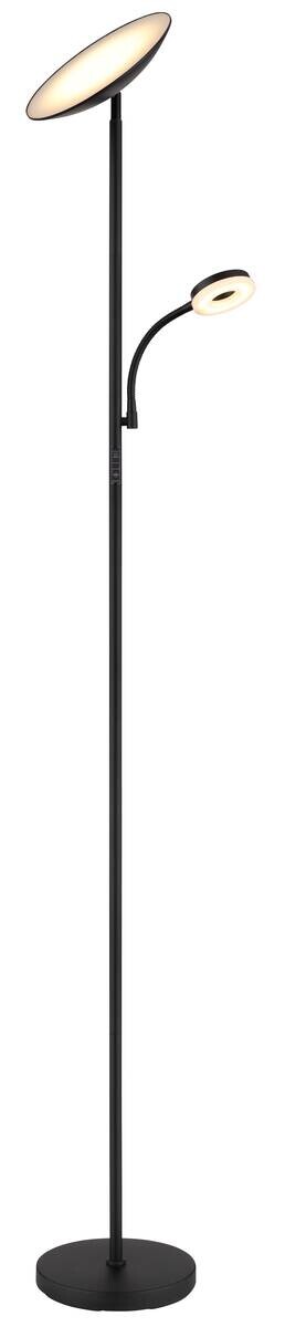 GLOBO Stehlampe Opal Chrom schwarz Metall Kunststoff H/D: ca. 179x25 cm 1 Brennstellen
