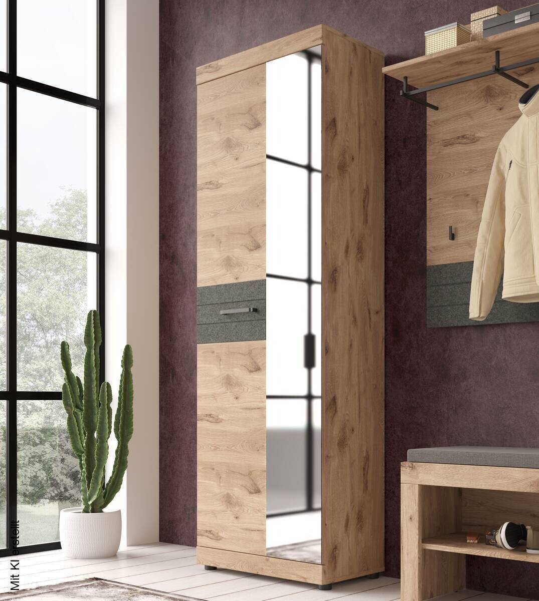 Garderobenschrank Roxy Eiche Viking Nachbildung B/H/T: ca. 65x201x38 cm