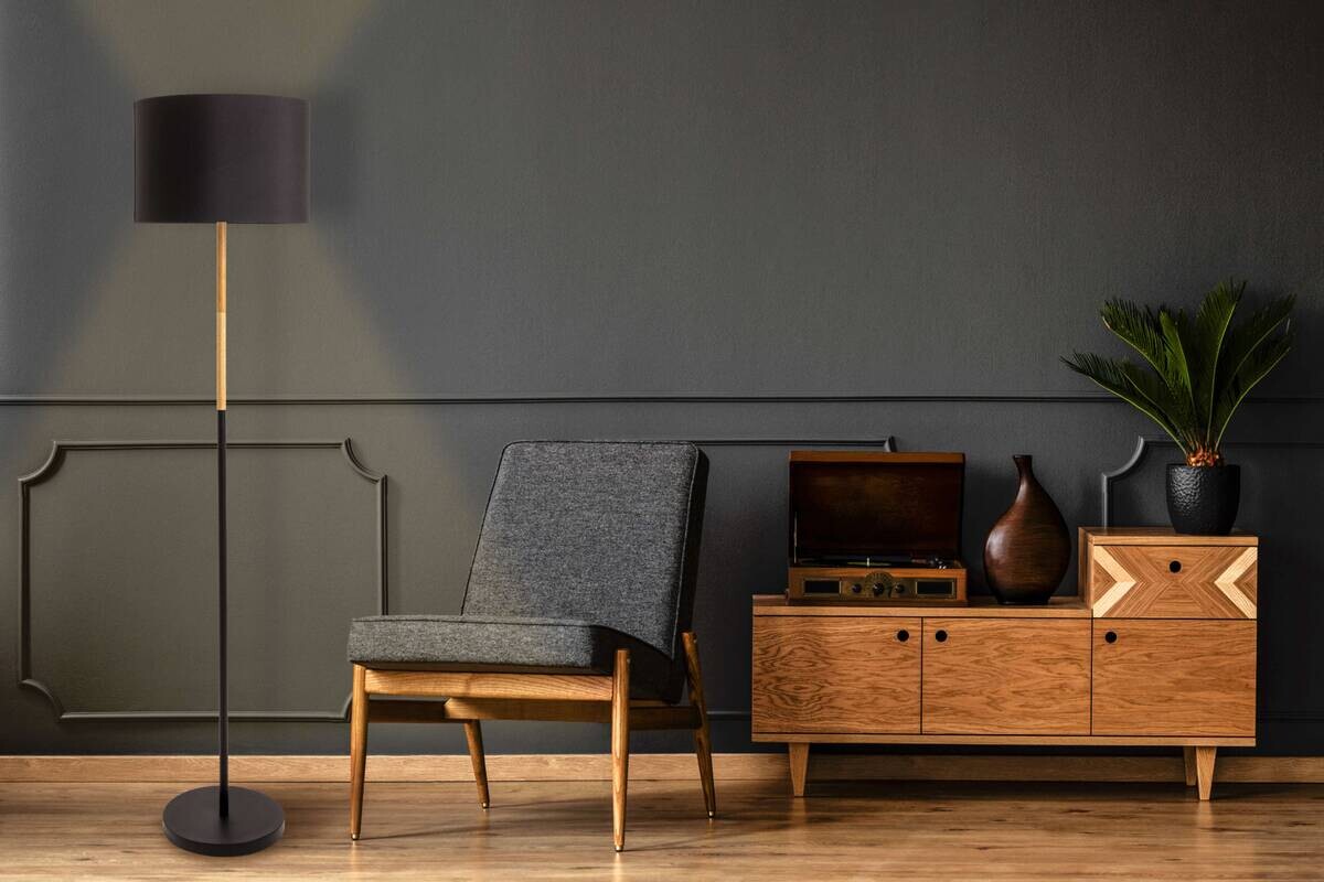 Näve Leuchten Stehlampe Tessile 2088022 schwarz Metall Textil Kunststoff B/H/T: ca. 36x150x36 cm 1 Brennstellen