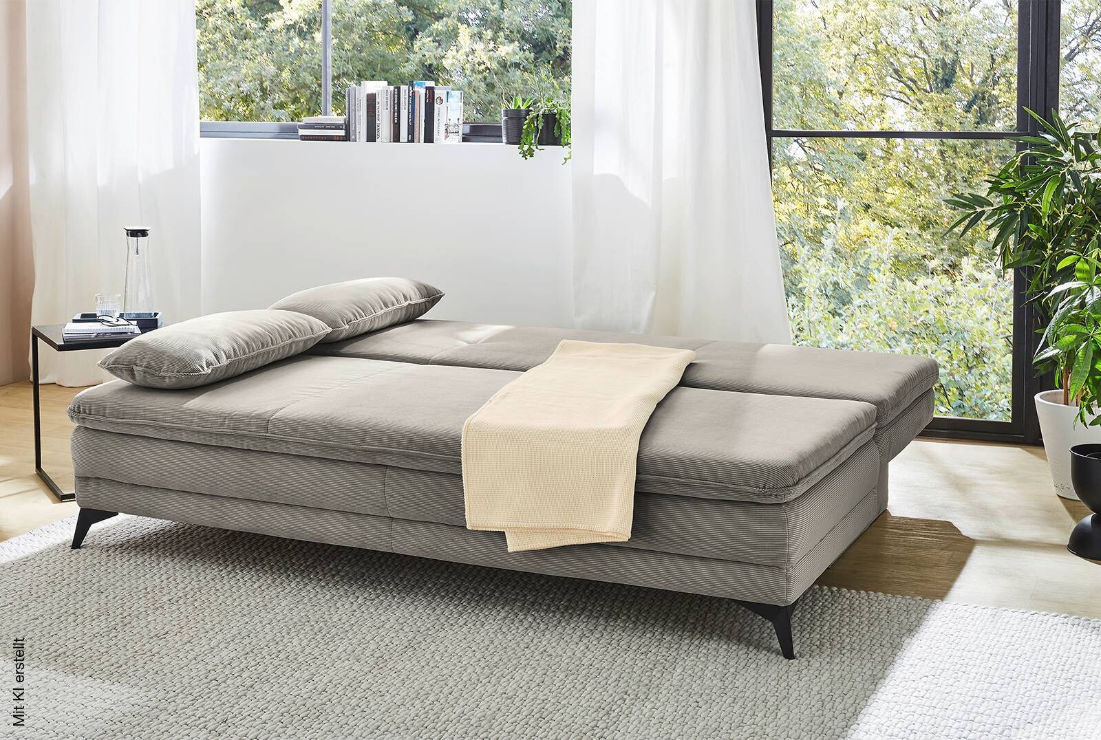 Dauerschlafsofa grau Microfaser B/H/T: ca. 202x87x106 cm