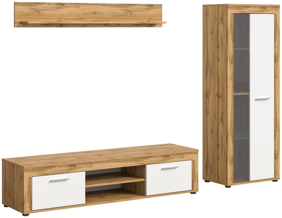 Wohnwand Jam Eiche Wotan Nachbildung weiß B/H/T: ca. 235x159x35 cm