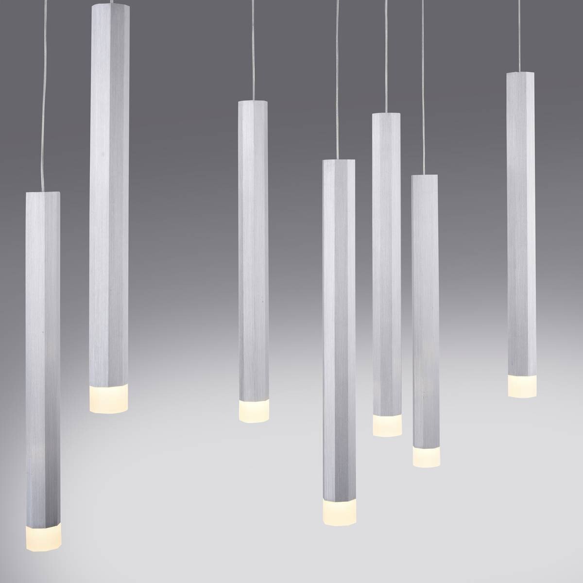 Just Light LED-Pendelleuchte BRUNO 15206-95 Alu Eisen Aluminium B/H/T: ca. 89x120x30 cm 10 Brennstellen