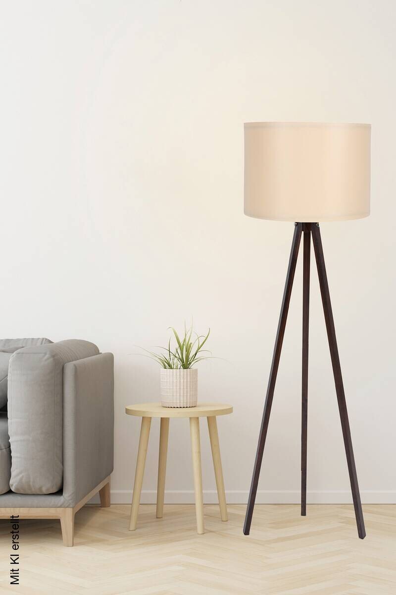 Opviq Stehlampe creme nussbaum Polypropylen MDF B/H/T/L/D: ca. 38x145x38x38x38 cm E27 1 Brennstellen