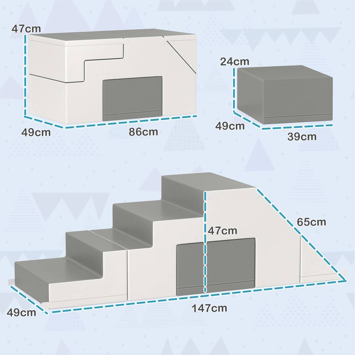 HOMCOM Kinder-Softplay-Set B/H/L: ca. 49x47x147 cm