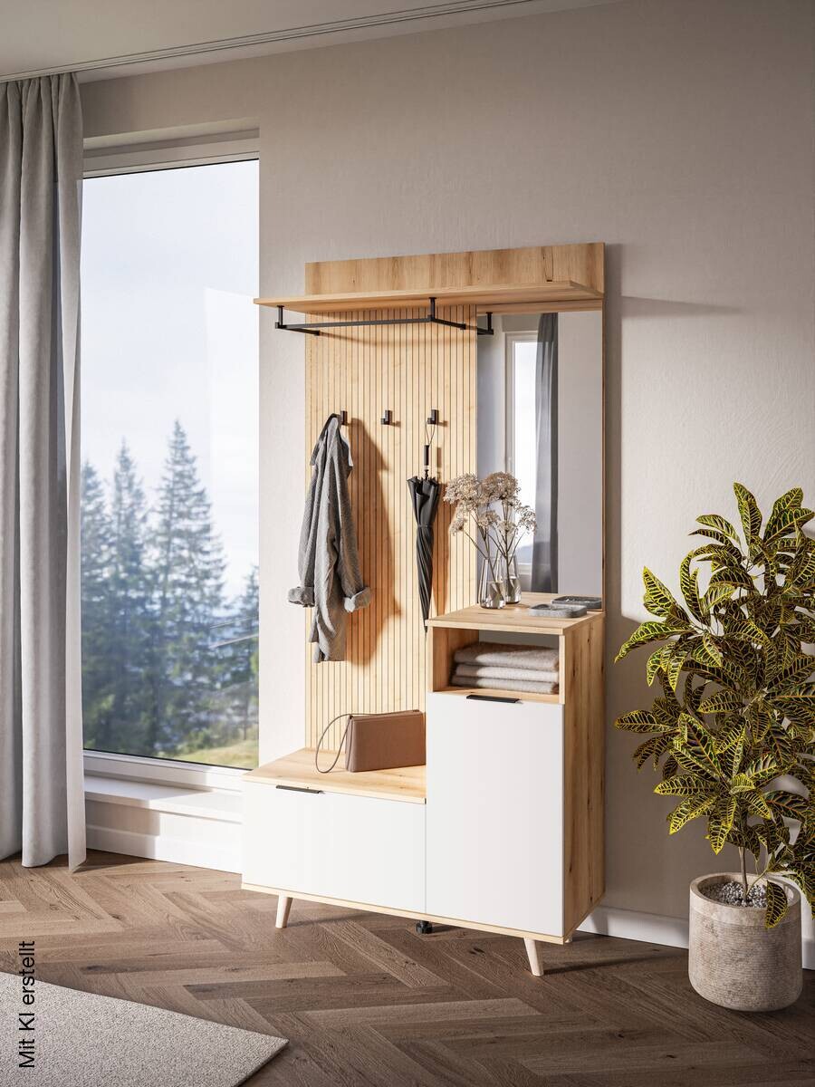 Garderobe NORDIC Eiche Evoke Oak Nachbildung weiß B/H/T: ca. 100x204x40 cm