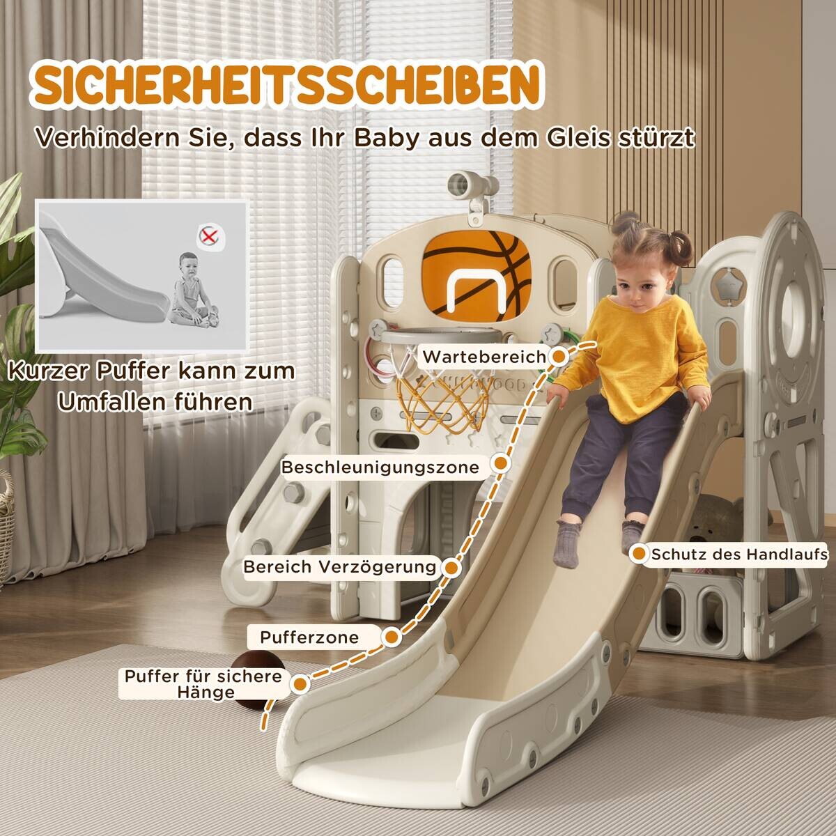 AIYAPLAY Kinderrutsche cremeweiß B/H/L: ca. 153x111x186 cm