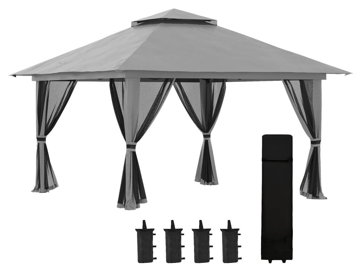Outsunny Faltpavillon dunkelgrau Stoff B/H/L: ca. 392x283x392 cm