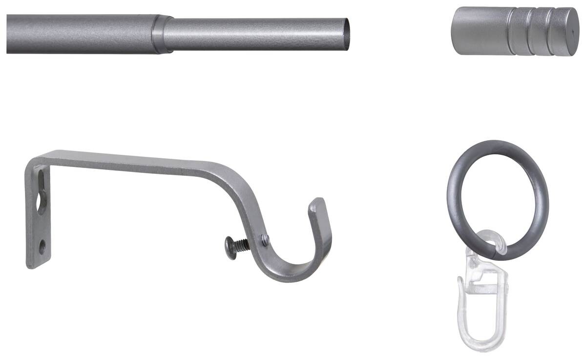 Gardinenstange silber Metall ausziehbar von ca. 120 bis 210 cm 1.0 Läufe