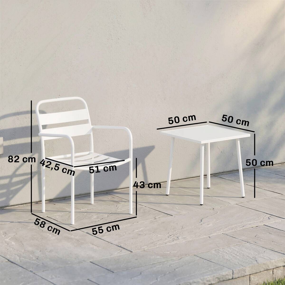 Outsunny Balkonmöbel-Set weiß Glas B/H/L: ca. 58x82x55 cm