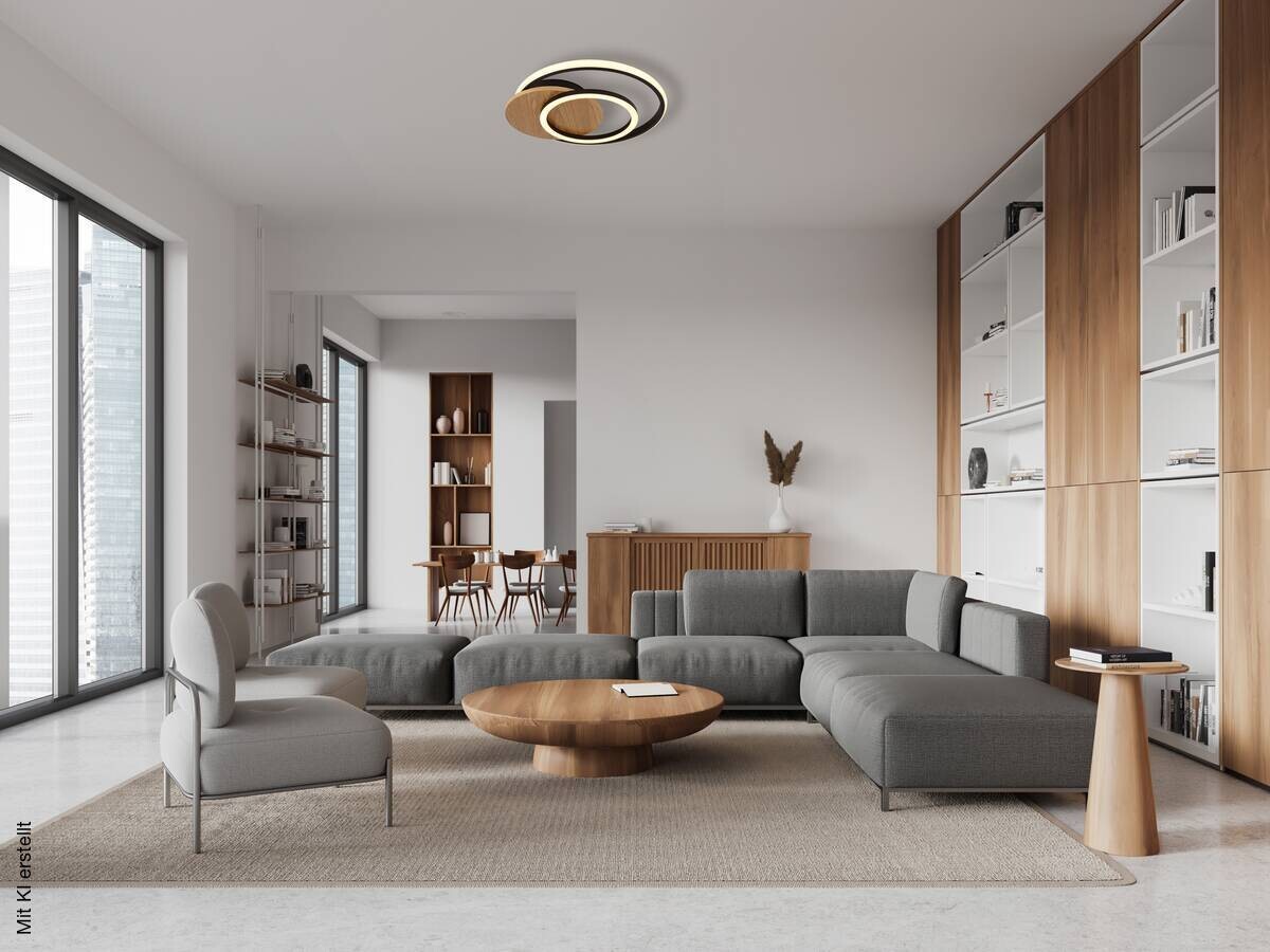 GLOBO LED-Deckenleuchte Julio Opal mattschwarz MDF Kunststoff B/H/L: ca. 38x6,5x36 cm 1 Brennstellen