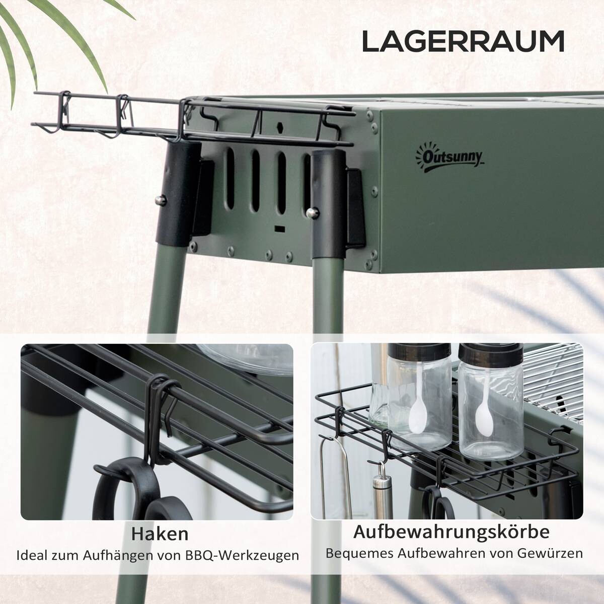 Outsunny Holzkohlegrill Stahl B/H/L: ca. 30x70x77 cm