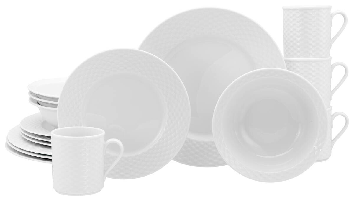 CreaTable Kombiservice Polo weiß Porzellan 16 tlg.