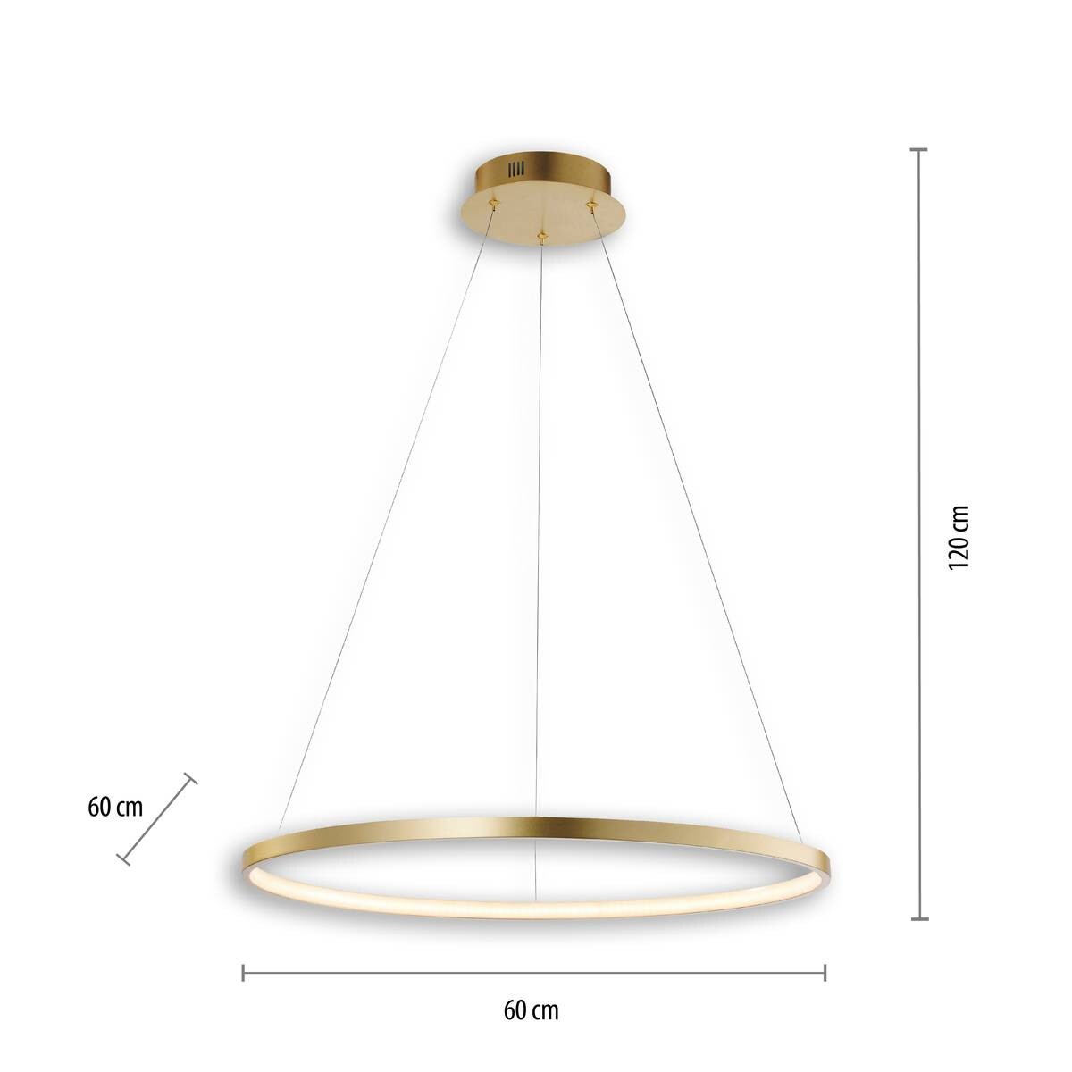 Just Light LED-Pendelleuchte CIRCLE 11524-12 weiß gold Kunststoff Metall H/D: ca. 120x60 cm 1 Brennstellen