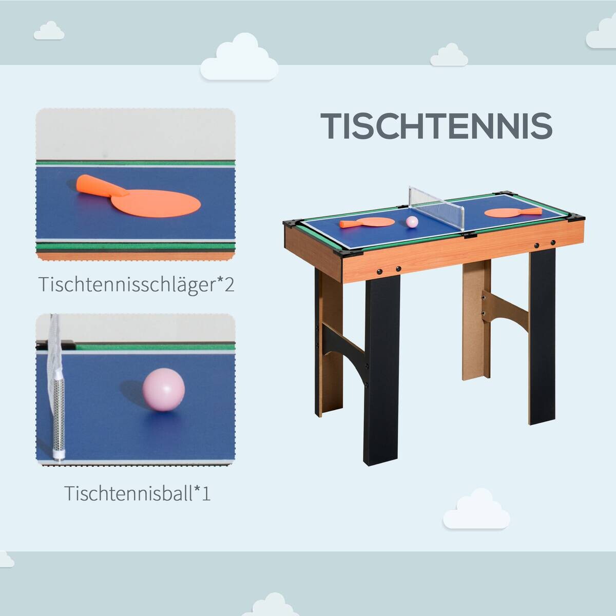 HOMCOM Multispieltisch schwarz MDF B/H/L: ca. 43x73x87 cm