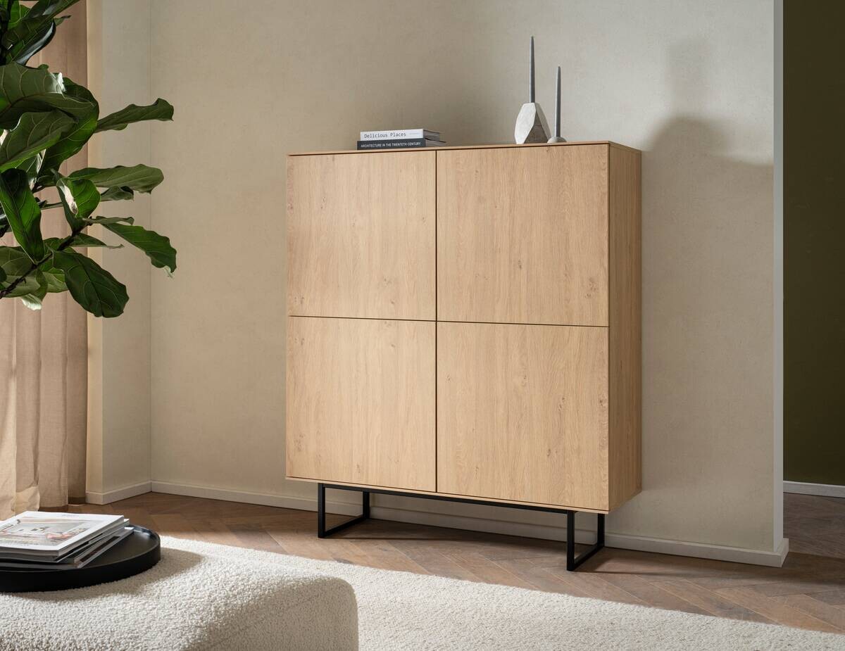 Highboard Kalmar Oak Stone Nachbildung B/H/T: ca. 115x137x40 cm