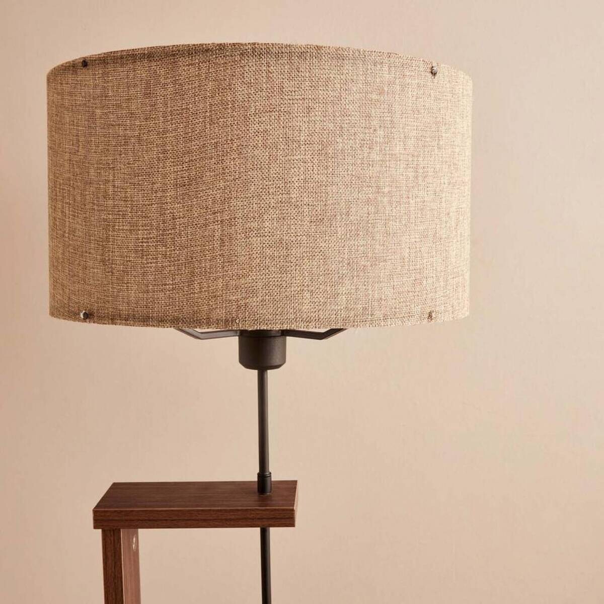 Opviq Stehlampe beige braun Stoff Holz B/H/T/L/D: ca. 38x150x38x38x38 cm E27 1 Brennstellen