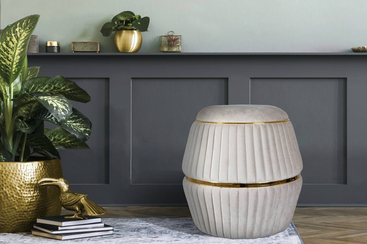 360 Living Hocker Doric 200 taupe gold H/D: ca. 53x51,5 cm