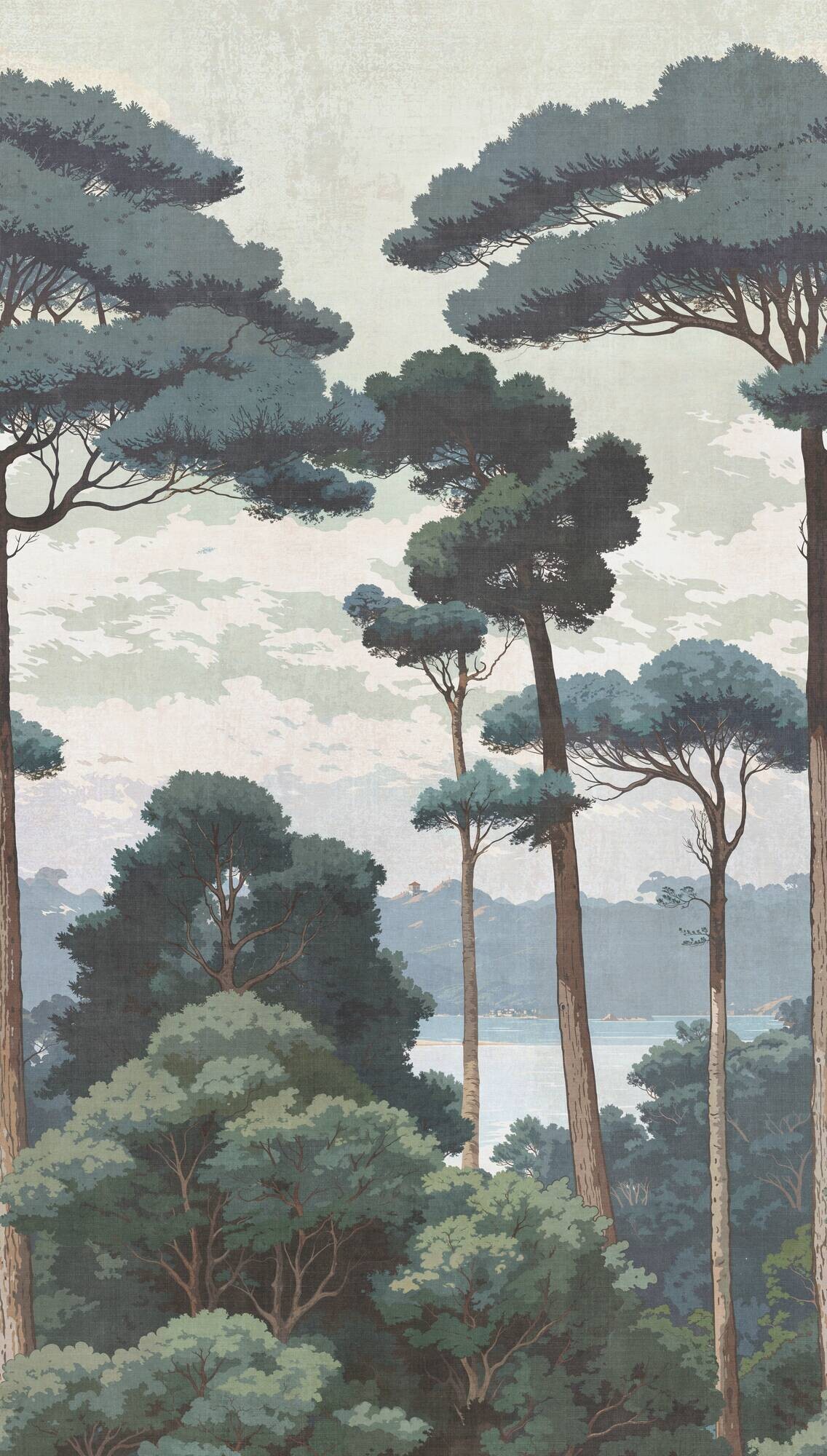 Livingwalls Fototapete Landschaft grün weiß creme B/L: ca. 280x159 cm