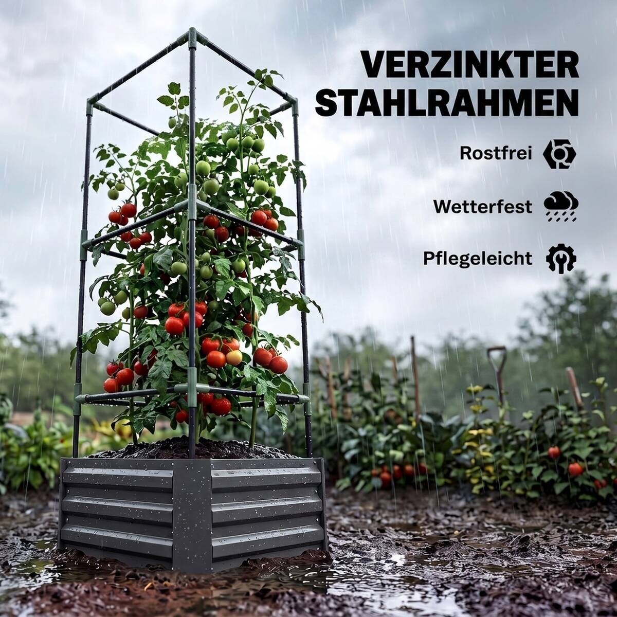 Outsunny Hochbeet mit Rankgitter dunkelgrau B/H/T/L: ca. 61x140x61x61 cm