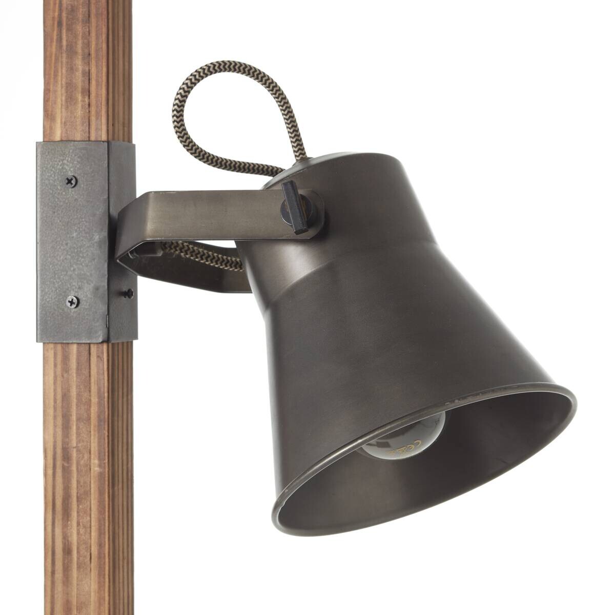 Brilliant Stehlampe Plow schwarz Metall Holz H: ca. 154 cm E27 2 Brennstellen