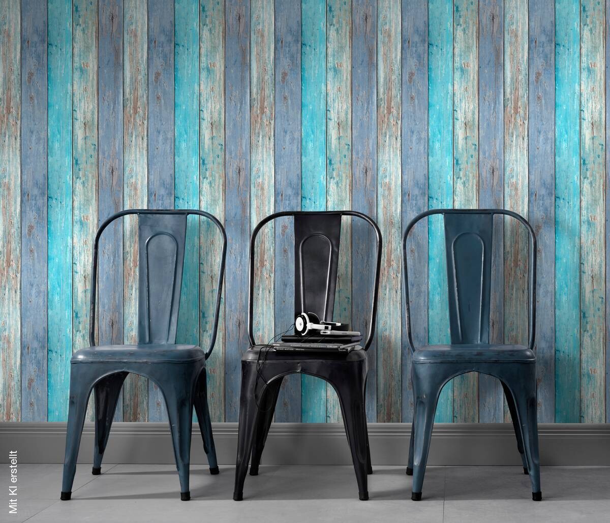 Vliestapete Holzoptik blau B/L: ca. 53x1005 cm