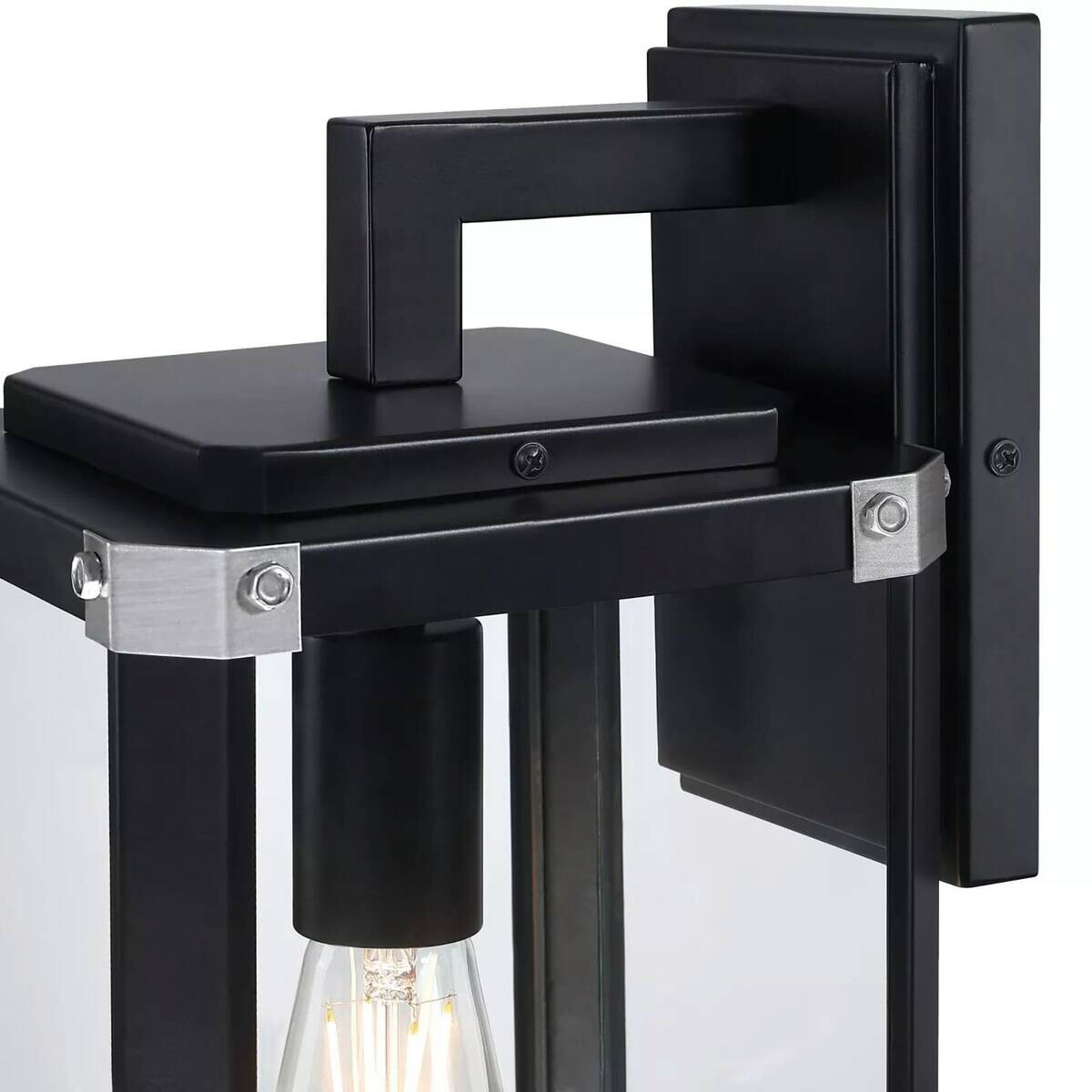 Westinghouse Außenwandleuchte Glendora mattschwarz Metall Glas B/H/L: ca. 18x38x21 cm E27 1 Brennstellen