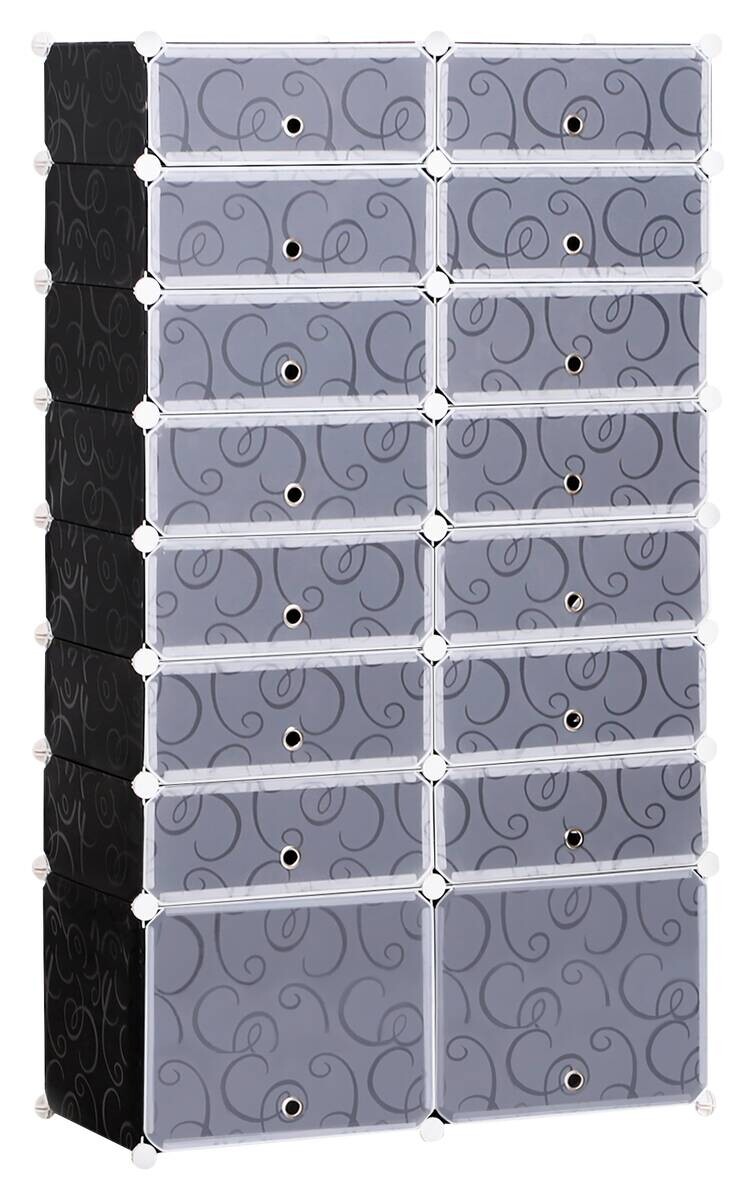 HOMCOM Schuhregal schwarz Metall B/H/L: ca. 37x95x160 cm