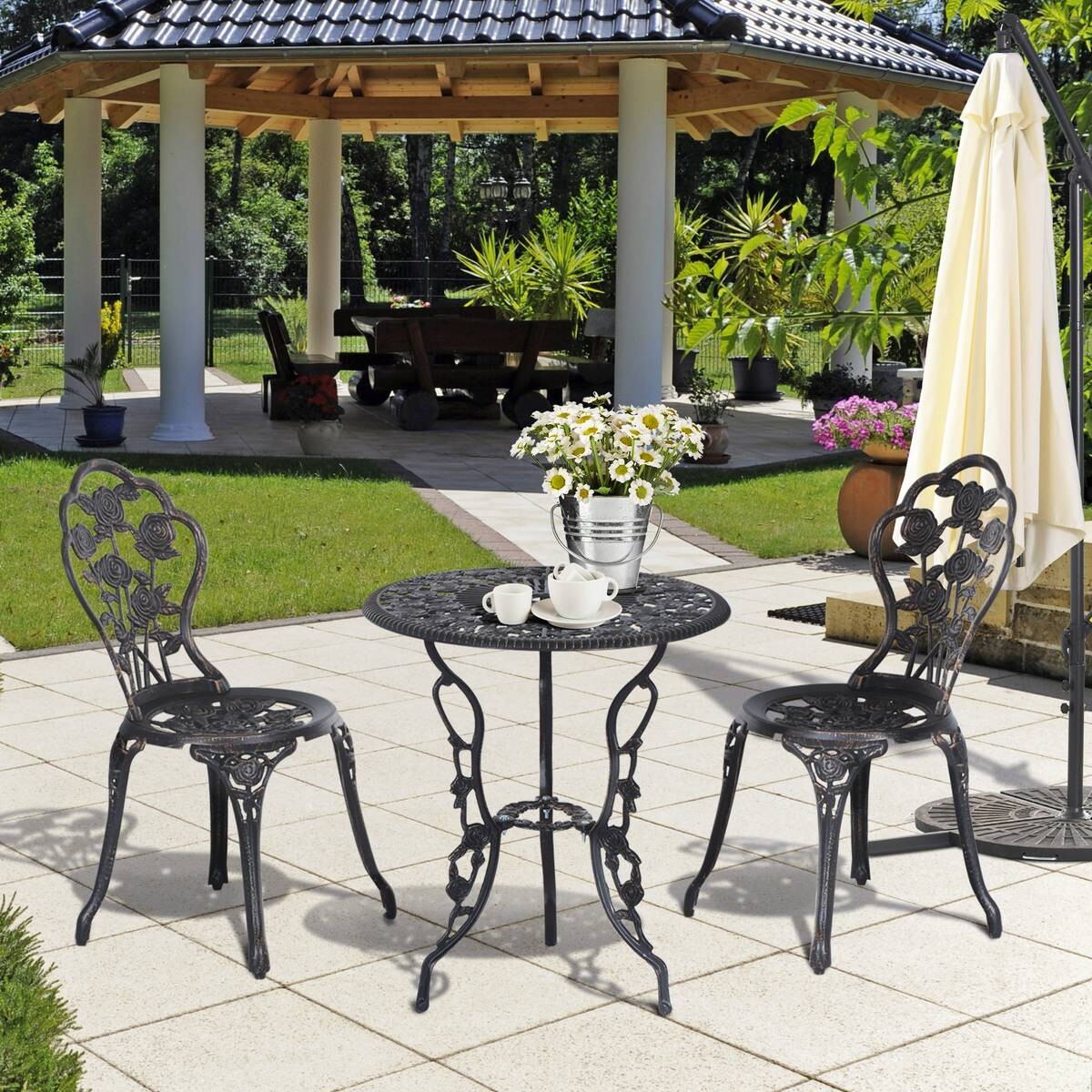 Outsunny Bistro-Set bronze Alu B/H/L: ca. 60x67x60 cm