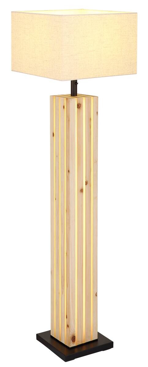 GLOBO Stehleuchte ADAN natur Leinen Holz B/H/T: ca. 38x149,2x38 cm E27 1 Brennstellen