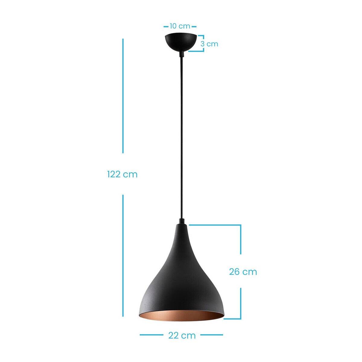Opviq Pendelleuchte Berceste schwarz Eisen B/H/T/L/D: ca. 22x122x22x22x22 cm E27 1 Brennstellen