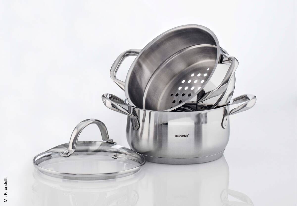 BERGNER Topfset Gourmet silber Edelstahl 3 tlg.
