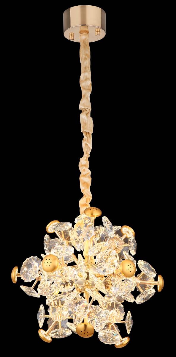 GLOBO Pendelleuchte gold klar Metall Glas H/D: ca. 120x40 cm 1 Brennstellen