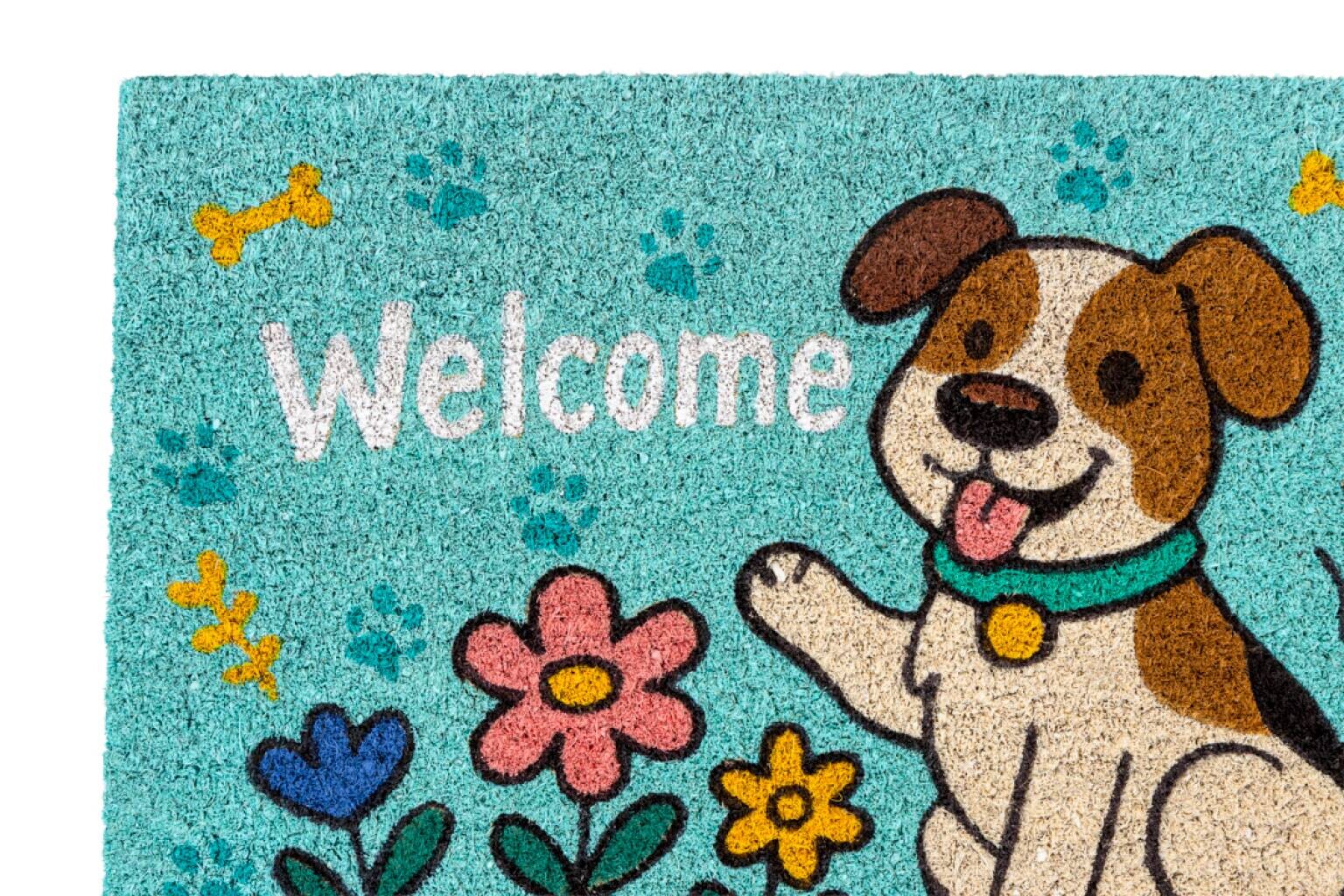 Fußmatte Kokos Dog blue Multi B/L: ca. 40x60 cm