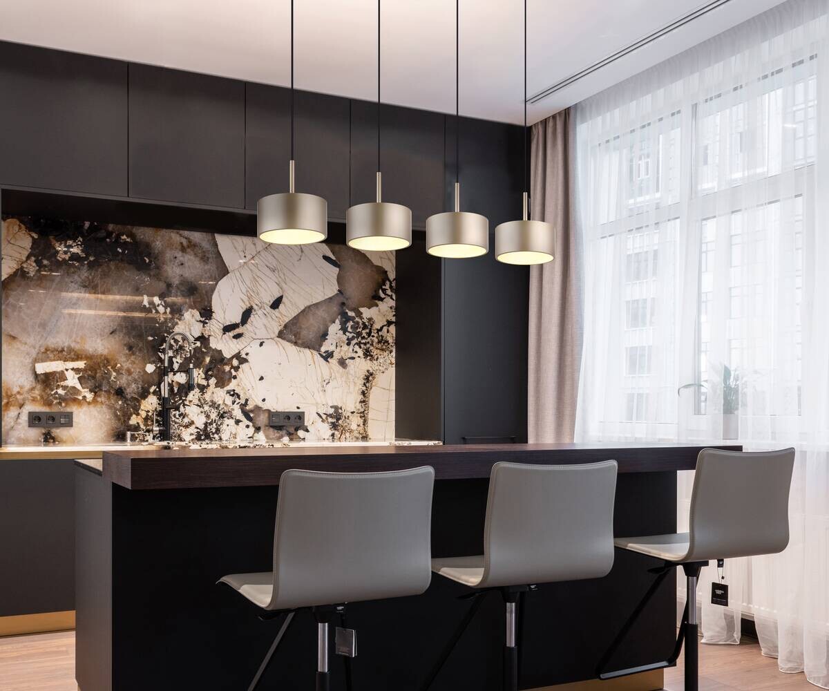 GLOBO LED-Hängeleuchte anthrazit mattschwarz champagner Kunststoff Metall B/H/L: ca. 15x150x86 cm 1.0 Brennstellen