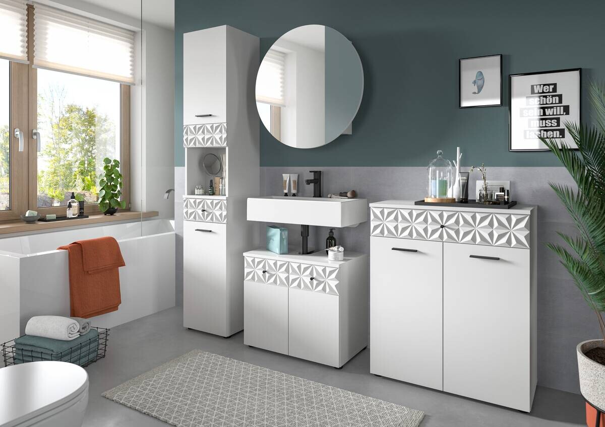 Badezimmer-Set Prisma weiß B/H/T: ca. 110x187x37 cm