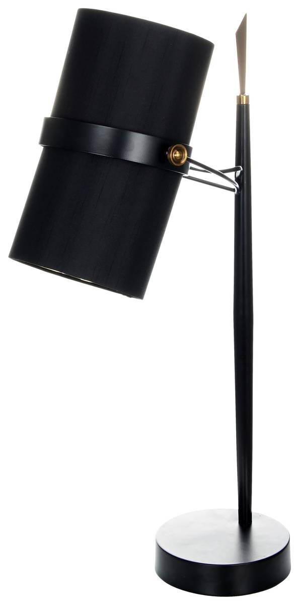 Kayoom Tischleuchte Novum 110 schwarz silber Metall Stoff B/H/T: ca. 25x69x29 cm E27 1 Brennstellen