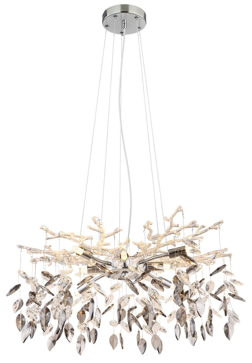 GLOBO Lüster Danna klar Chrom Metall H/D: ca. 120x61 cm G9 8 Brennstellen