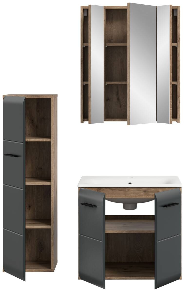 Badezimmer-Set Ice Nox Oak Nachbildung schwarz matt B/H/T: ca. 105x185x46 cm